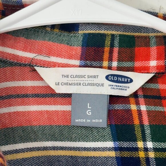 Old Navy Women Plaid Button-Up Long Sleeve Flannel The Classic Shirt-Cotton SZ L - Picture 3 of 10